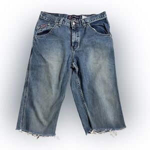 Bugle Boy Vintage Custom Cutoffs Long Line Denim Skater Shorts Size Men 32